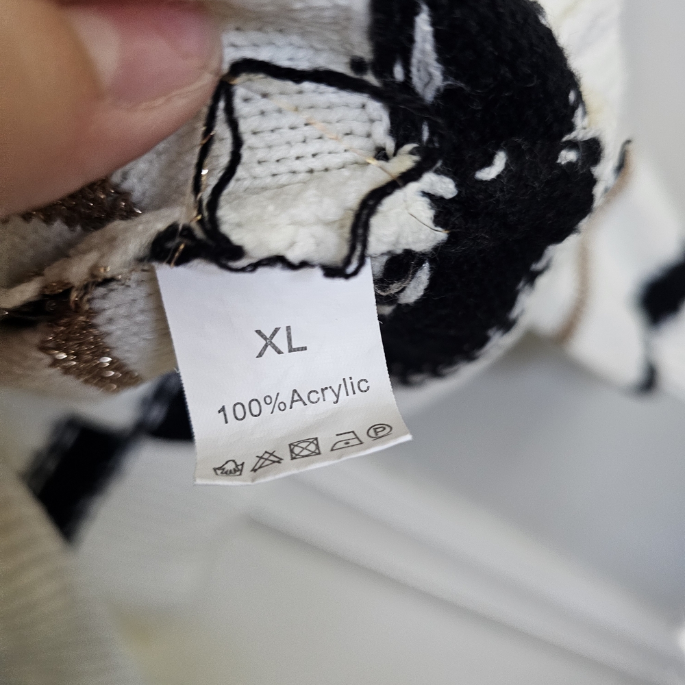 Striped Women's Sweater - Black, White, and Brown - Picture 3 of 3